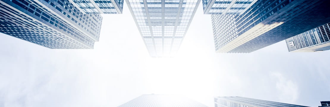 Low angle view of financial district buildings